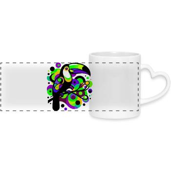 Toucan - Panoramic mug with heart handle - white - Front