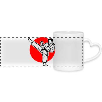 Karate Mae-Geri - Panoramatasse mit Herzhenkel - Weiß - Vorne