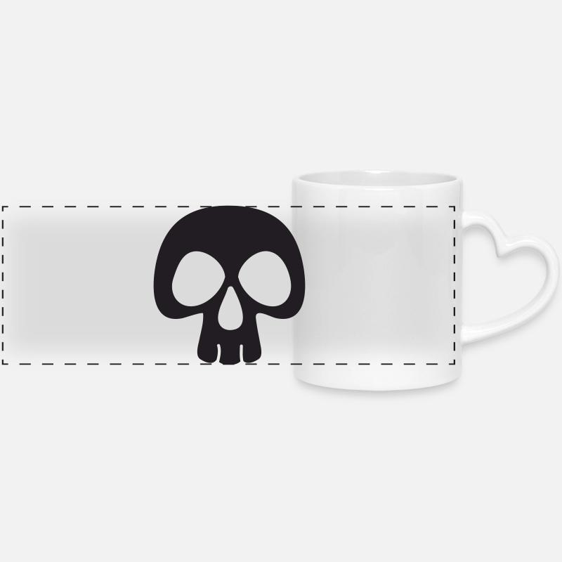 Skull Cute & Bold Halloween Art - Panoramic mug with heart handle - white