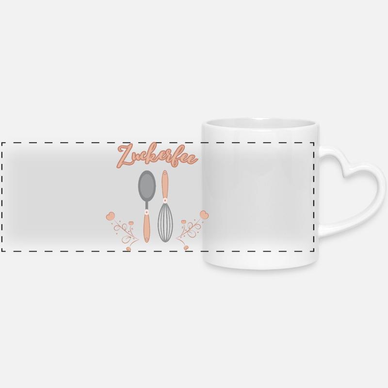 Motif de cuisine de style maison de campagne « Fée Dragée » - Mug panoramique avec anse en forme de cœur - blanc
