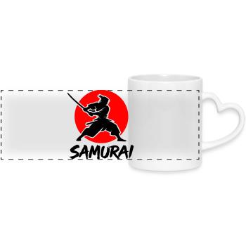 Samurai - Panoramic mug with heart handle - white - Front