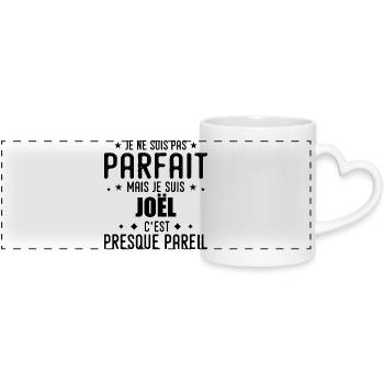 Joel : authentique, imparfait, top, perfection - Mug panoramique avec anse en forme de cœur - blanc - Devant
