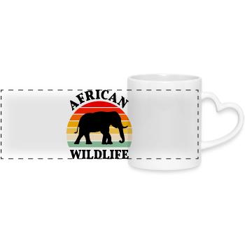 Éléphant Afrique Animal Safari Animaux Serengeti Rétro - Mug panoramique avec anse en forme de cœur - blanc - Devant