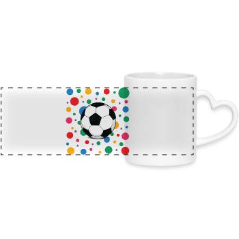 Fleckiges Shirt Fußball mit buntem Konfetti - Panoramatasse mit Herzhenkel - Weiß - Vorne