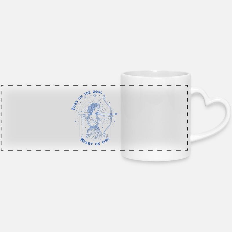 Sagittarius Zodiac Archer Star Sign Gift - Panoramic mug with heart handle - white