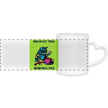 Breakfast Thug Morning Vice - Panoramic mug with heart handle - white - Front