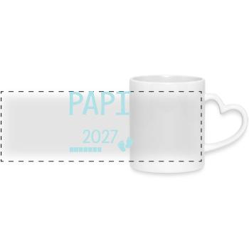 Papi en 2027 Cadeau Futur Grand-père - Mug panoramique avec anse en forme de cœur - blanc - Devant