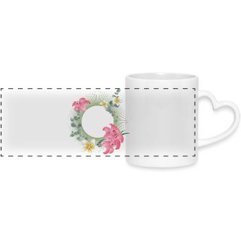 Cadre de fleurs tropicales – design floral de la nature - Mug panoramique avec anse en forme de cœur - blanc - Devant