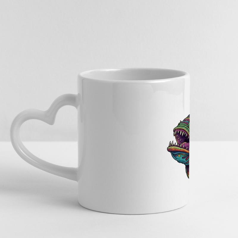Rainbow Fish with Pattern Panoramic mug with heart handle