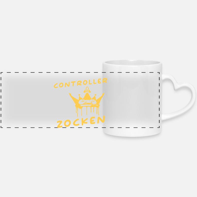 Il me tend la manette que le roi veut jouer - Mug panoramique avec anse en forme de cœur - blanc