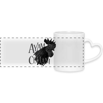 Ayam Cemani - Fans de poulet - Coq - Coq - Mug panoramique avec anse en forme de cœur - blanc - Devant