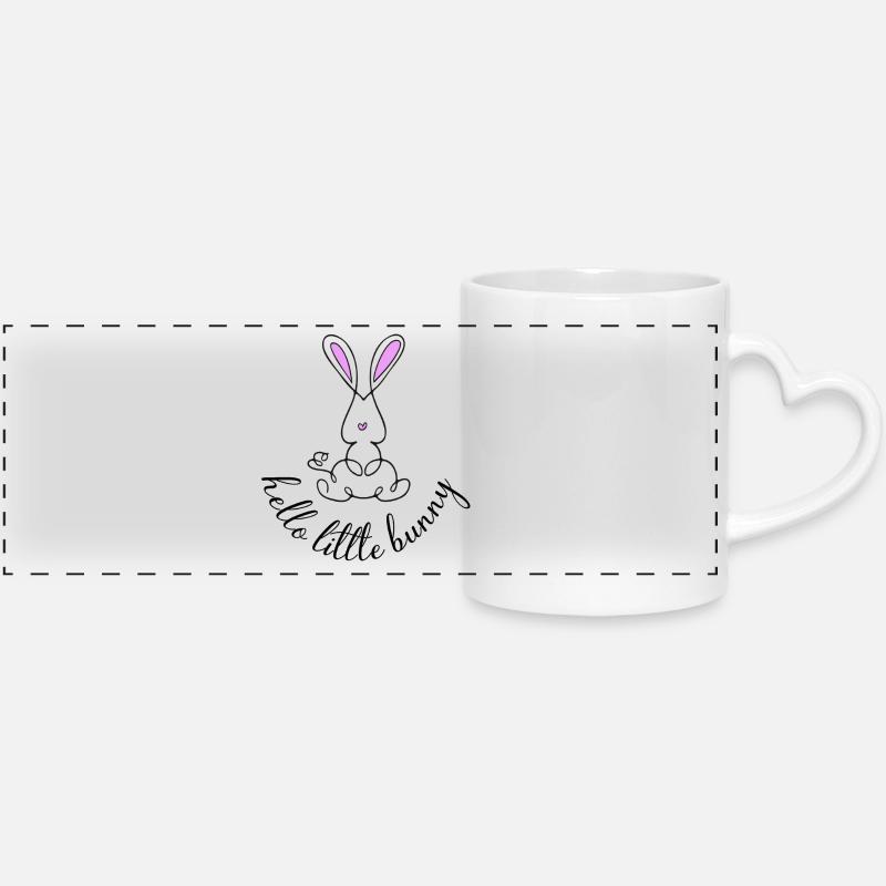 Little Bunny Pink - Panoramic mug with heart handle - white