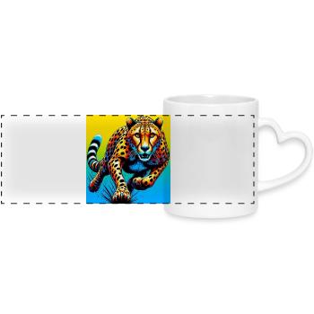 guépard - Mug panoramique avec anse en forme de cœur - blanc - Devant