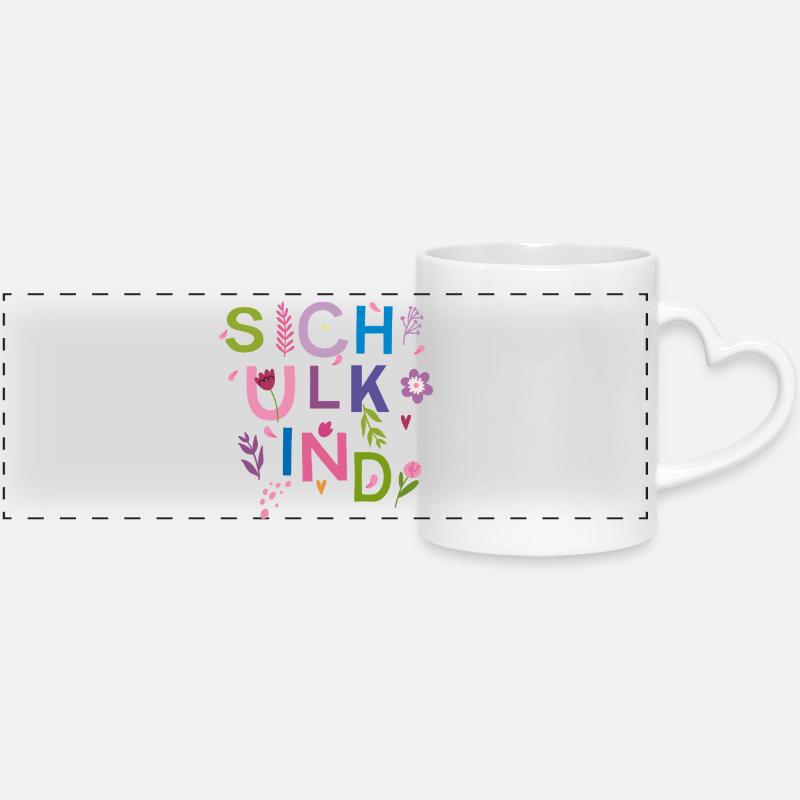 Écolier - Mug panoramique avec anse en forme de cœur - blanc