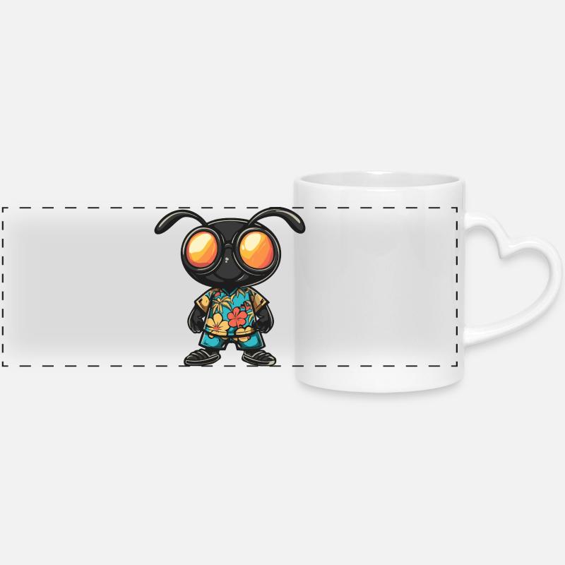 Ant Comic Vacation - Panoramic mug with heart handle - white