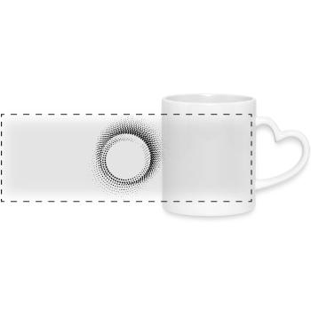 Halo Dot Ring Pattern - Panoramic mug with heart handle - white - Front