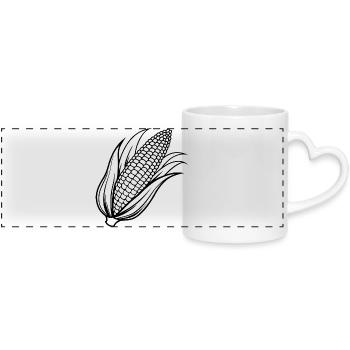 Corn - Panoramic mug with heart handle - white - Front