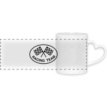 Racing Team, monochrome - Panoramic mug with heart handle - white - Front