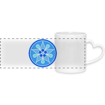 Rosace florale tribale dans les tons de bleu - Mug panoramique avec anse en forme de cœur - blanc - Devant