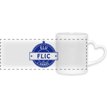 elu flic police policier - Mug panoramique avec anse en forme de cœur - blanc - Devant