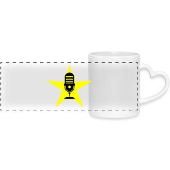 Mikrofon Symbol Podcast - Panoramatasse mit Herzhenkel - Weiß - Vorne
