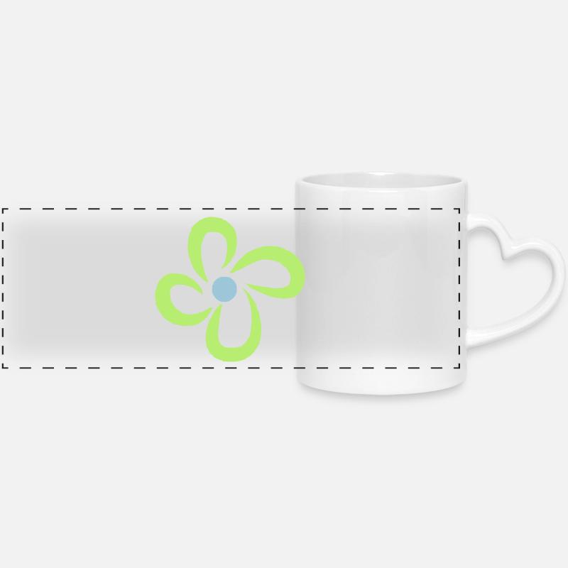 fleur - Mug panoramique avec anse en forme de cœur - blanc