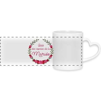 Gang des copines de la mariée - Mug panoramique avec anse en forme de cœur - blanc - Devant