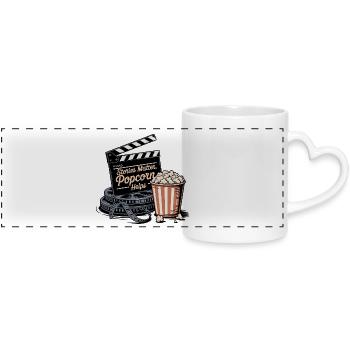 Stories Matter, Popcorn Helps - Panoramatasse mit Herzhenkel - Weiß - Vorne