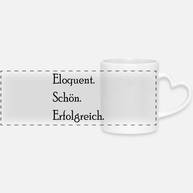 Eloquent. Nice. Successfully. Statement Saying - Panoramic mug with heart handle - white