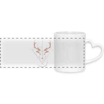 Deer Elk Symbol Logo icon Graphic Animals Antlers - Panoramic mug with heart handle - white - Front