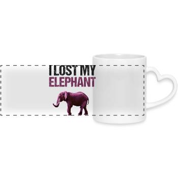 Süßer Rosa Elefant mit Coole Schrift - Panoramatasse mit Herzhenkel - Weiß - Vorne