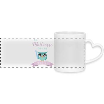 Hibou Maîtresse Chouette Illustration - Mug panoramique avec anse en forme de cœur - blanc - Devant