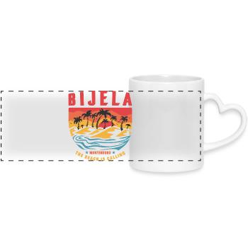 Design de plage de palmiers de Bijela Montenegro - Mug panoramique avec anse en forme de cœur - blanc - Devant