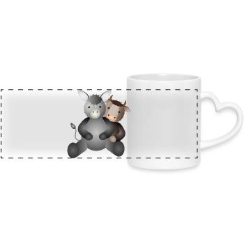 Ox and donkey for the Christmas story - Panoramic mug with heart handle - white - Front
