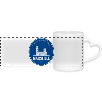 Marseille Blue City Logo - Panoramic mug with heart handle - white - Front