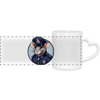 Rats Policewoman - Panoramic mug with heart handle - white - Front