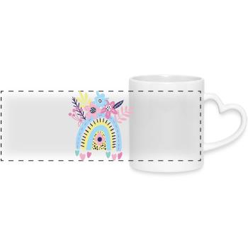 Pastel Rainbow Floral Arc - Panoramic mug with heart handle - white - Front
