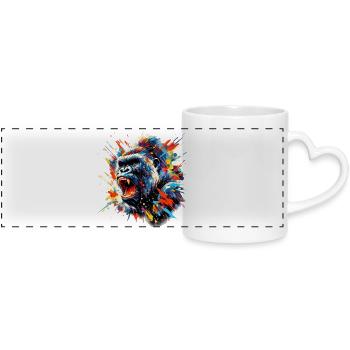 Gorilla - Panoramic mug with heart handle - white - Front