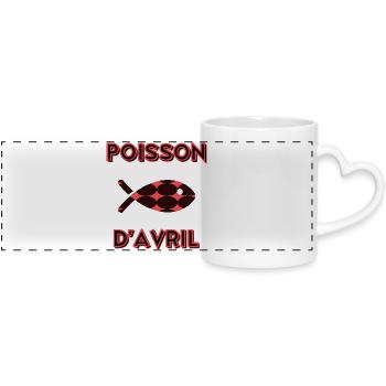 FISH. APRIL FOOL - Panoramic mug with heart handle - white - Front