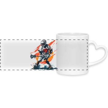 Lacrosse player - Panoramic mug with heart handle - white - Front
