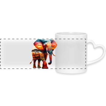 Elephant - Panoramic mug with heart handle - white - Front