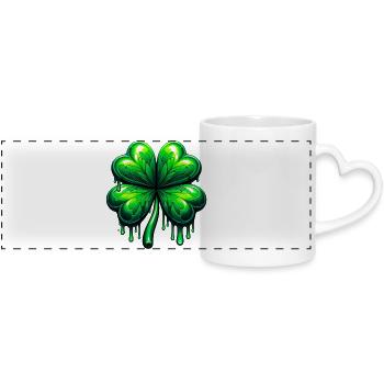 Trèfle à quatre feuilles - Mug panoramique avec anse en forme de cœur - blanc - Devant