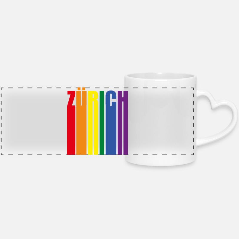 Zurich Rainbow Pride LGBT - Panoramic mug with heart handle - white