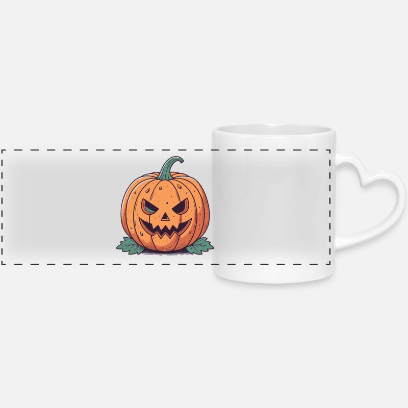 Halloween Pumpkin Chart - Panoramic mug with heart handle - white