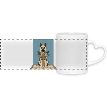 Blütenkorb Hund: Deutscher Schäferhund - Panoramatasse mit Herzhenkel - Weiß - Vorne