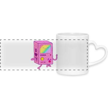 Dancing Pink Gaming Robot - Panoramic mug with heart handle - white - Front