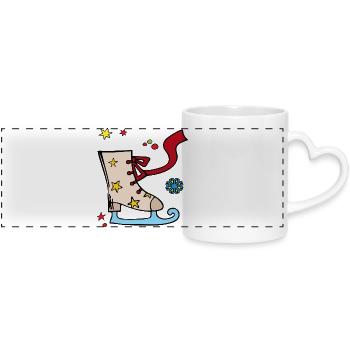 Schlittschuh mit Sternen Weihnachten - Panoramic mug with heart handle - white - Front