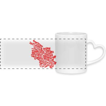 Cologne - 86 Veedel Rut un Wiess - Panoramic mug with heart handle - white - Front