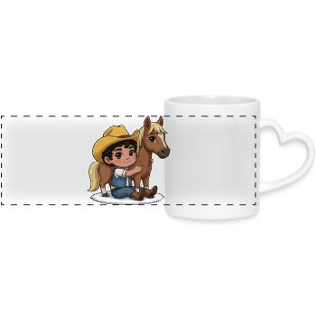 Kleiner Cowboy und Pferdefreund - Panoramatasse mit Herzhenkel - Weiß - Vorne