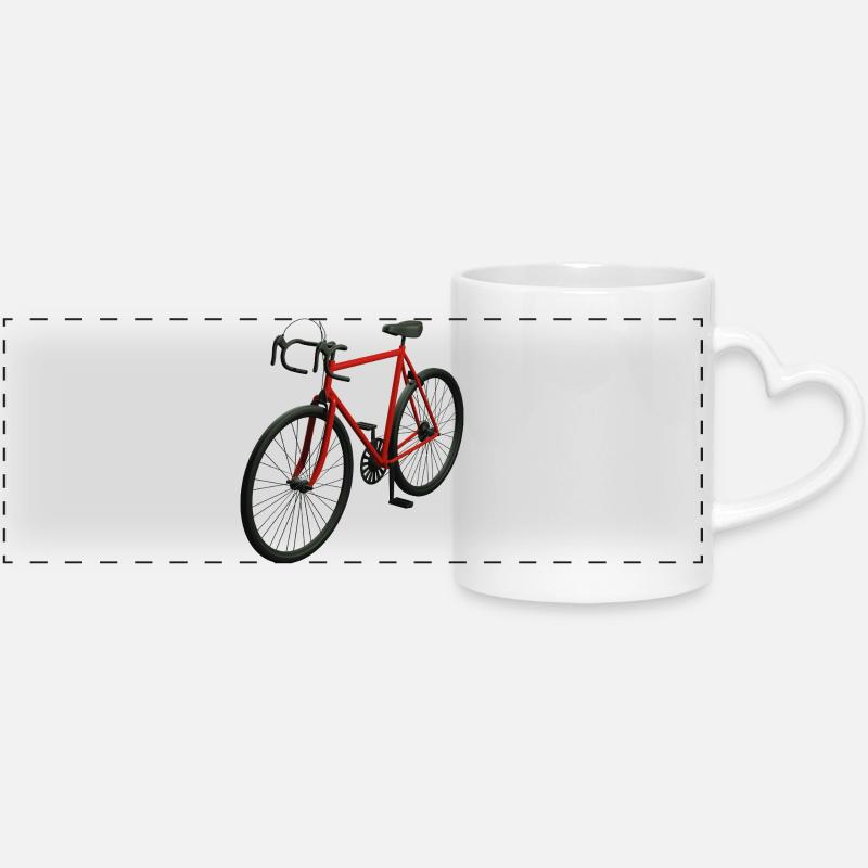Retro Road Bike - Panoramic mug with heart handle - white